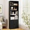 Costway 71" Farmhouse Bookcase with Doors with 6 Shelves & 2-Door Cabinet for Bedroom White/Black